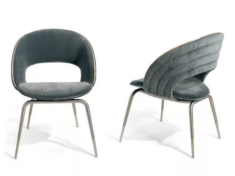 Curved Back Suede Dining Chair-STLOU1262