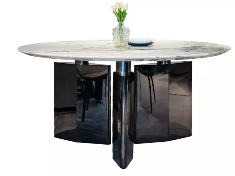 Hotel Round Marble Table with Polished Black Base – STLTT597