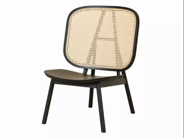 Hotel Wood Lounge Chair with Rattan Back-STLOU1221