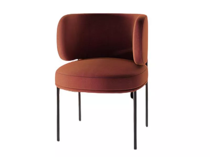 Rust Fabric Lounge Chair-STLOU1263