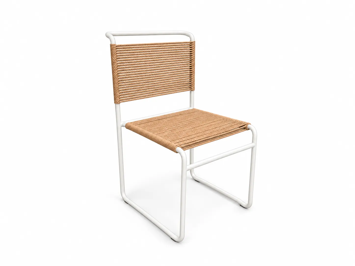 White Frame Outdoor Rope Dining Chair-STLOC7536
