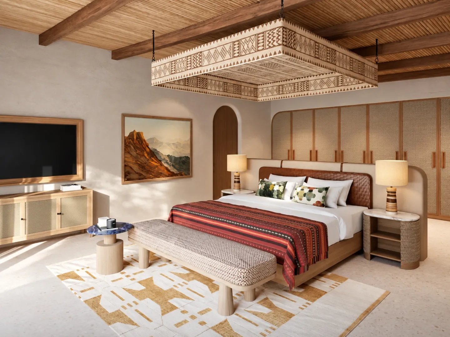 Custom king room furniture for a desert resort hotel