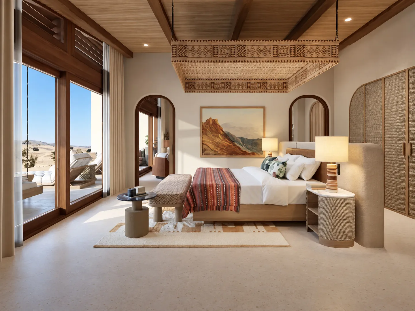 Desert resort suite furniture with terrace connection