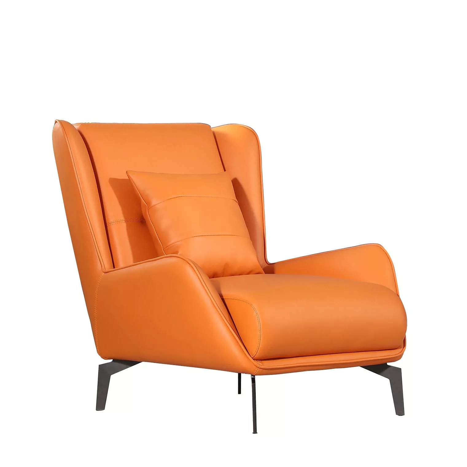 Orange Leather Lounge Chair with Pillow – STLDC531