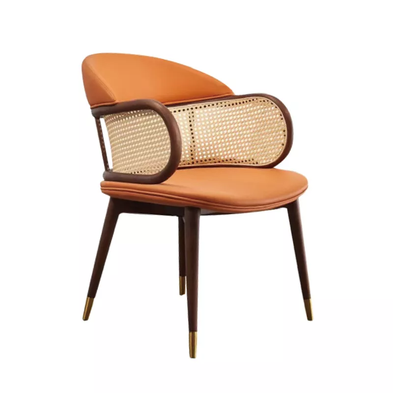 Hotel Rattan Dining Chair with Gold Tips-STLCH1196