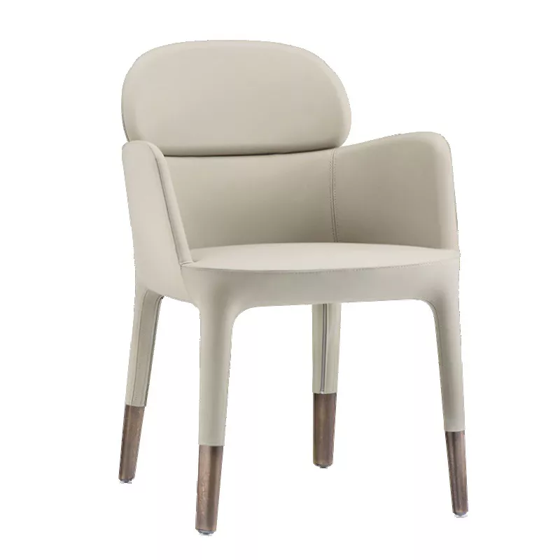 Beige Leather Armchair-STLOU1245