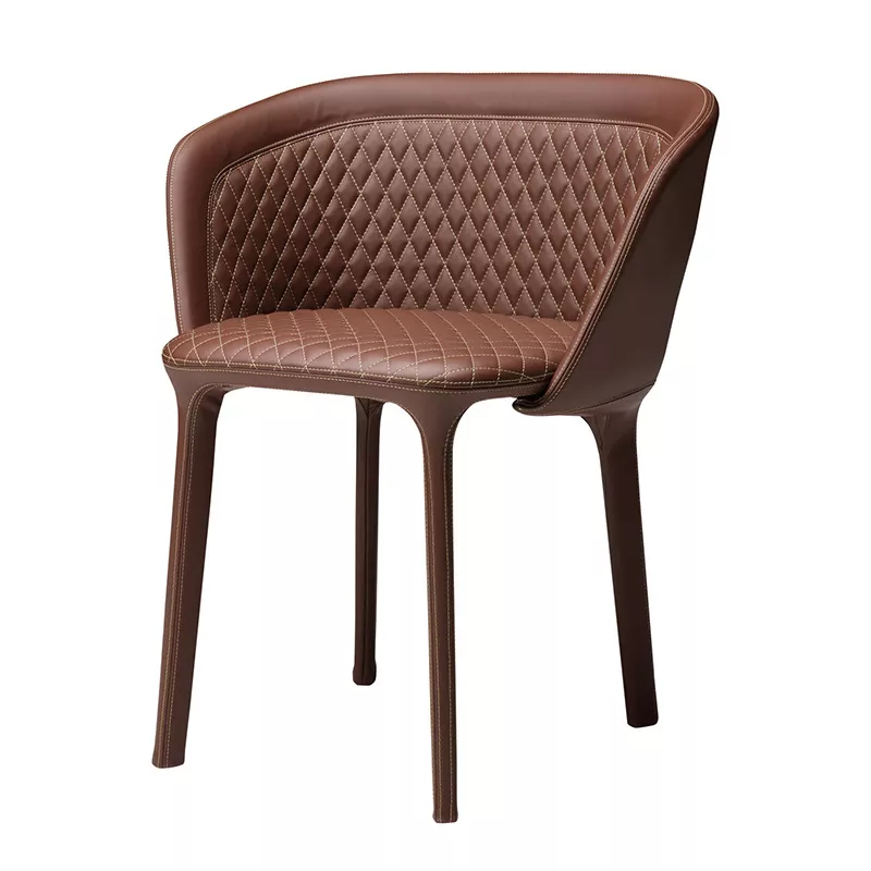 Diamond Stitch Leather Armchair-STLOU1266