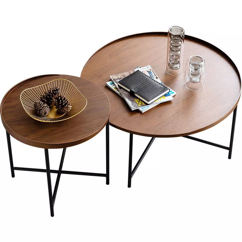Round Walnut Nesting Coffee Tables–STLTT2630