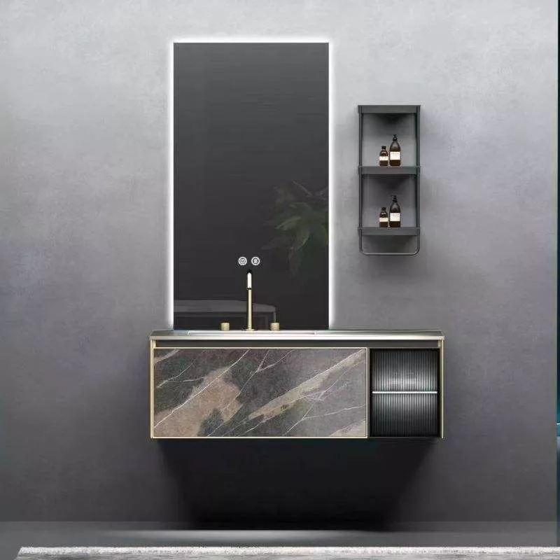 Luxury Marble Hotel Cabinet with LED Mirror | STLCA4314