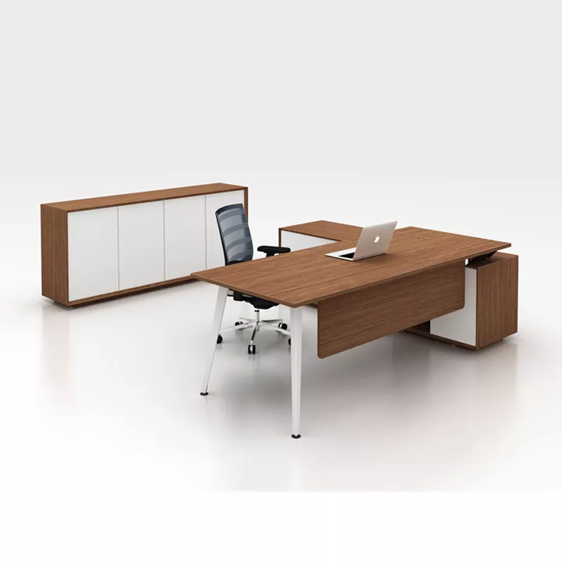 L-Shaped Hotel Desk with Storage Cabinet – STLOU5522