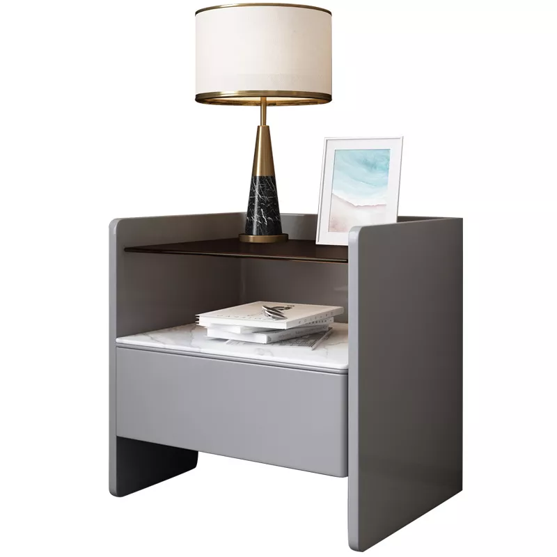 Marble-Top Two-Level Shelf Night Table–STLNT6753