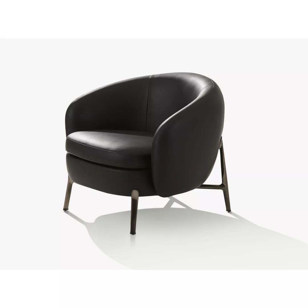 Hotel Black Leather Lounge Chair-STLOU6876