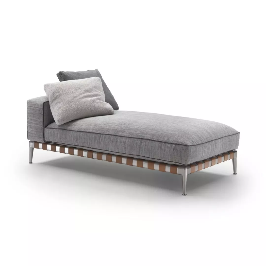 Hotel Grey Chaise with Exposed Webbed Base – STLSF7033