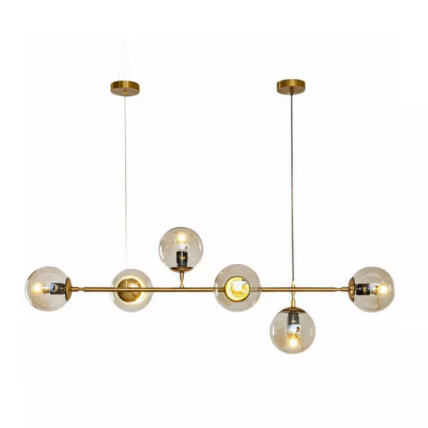 Modern Brass Glass Globe Hotel Pendant Light-STL-HPL-BG-01